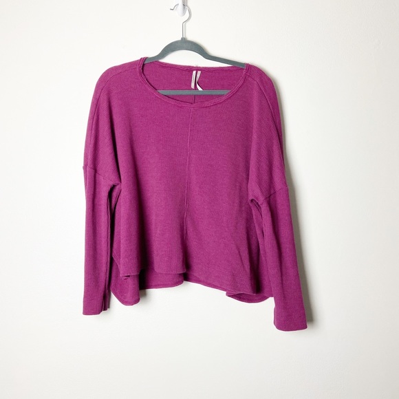 Anthropologie Tops - ANTHROPOLOGIE • Women’s Purple Thermal Drop Shoulder Oversized Top Size Small